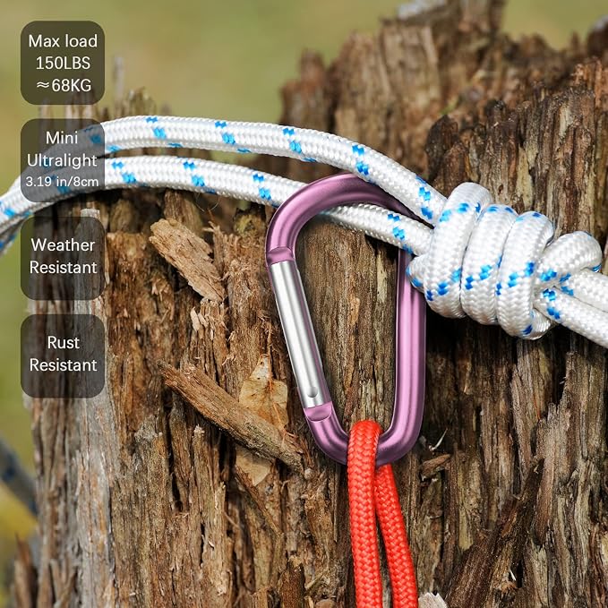 sprookber 3" Aluminum Carabiner D Ring, Caribeener Clips, Spring Snap Hook - Image 5