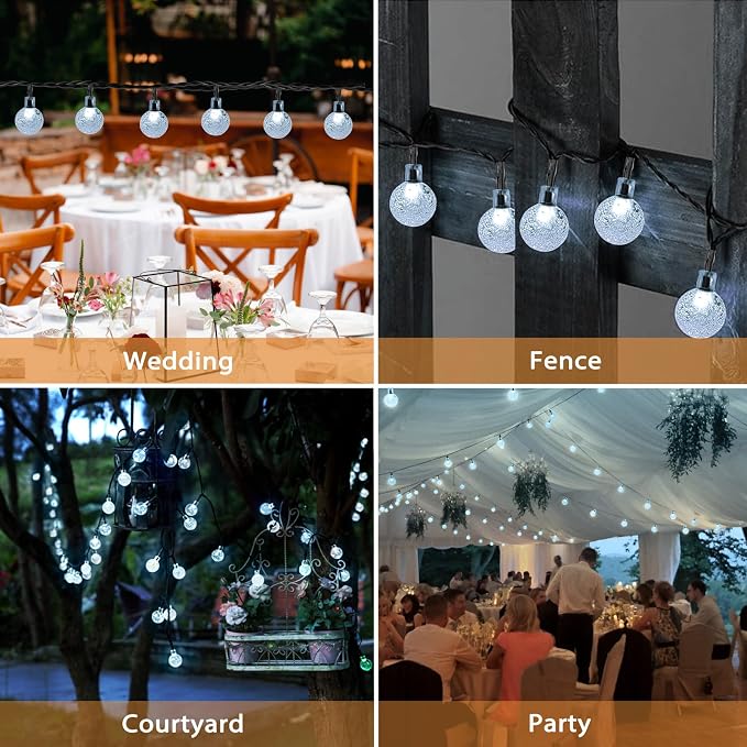 Outdoor Solar String Lights, 46FT 66LED 8Modes Crystal Solar Powered Christmas - Image 6