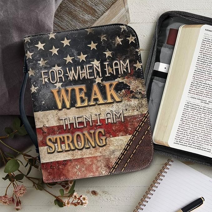 XL Bible Cover Case for Women Men Amercan Flag and Cross PU Leather Bible Case - Image 5