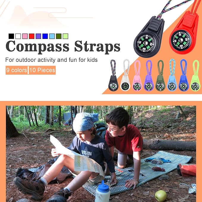 Mini Compass for Kids Compass Keychain，Button Compass Bulk kit，Paracord Hiking - Image 2