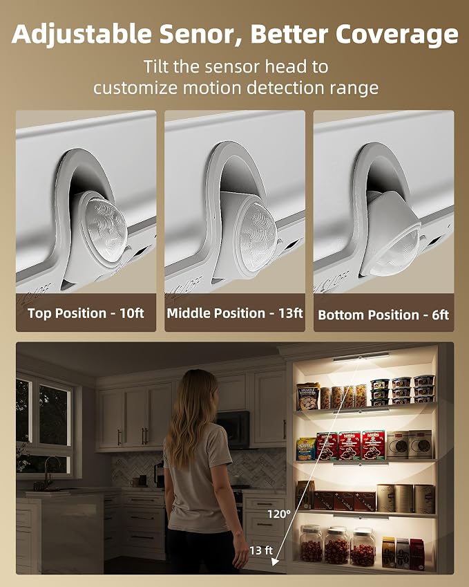 EZVALO 13-inch Motion Sensor Closet Light, LED Rechargeable Closet Light - Image 3