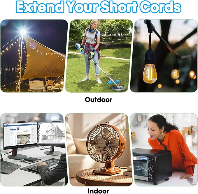 Adoreen Outdoor Power Extension Cord 25 Ft/2 Pack, 3 Prong 16 AWG Grounded Wire - Image 6