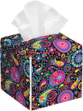 Tissue Box Cover Square, Boho Mandala Flowers and Paisley Tissue Box Holder by Unknown