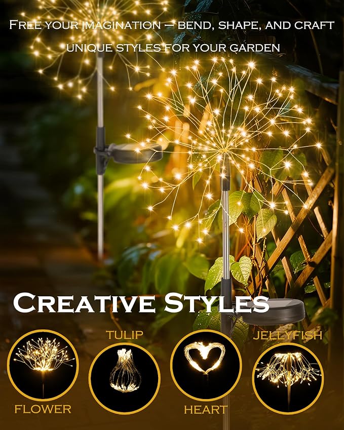 Solar Garden Lights Outdoor Yard Decorations, 2 Pack 150Leds Pathway Lights - Image 7
