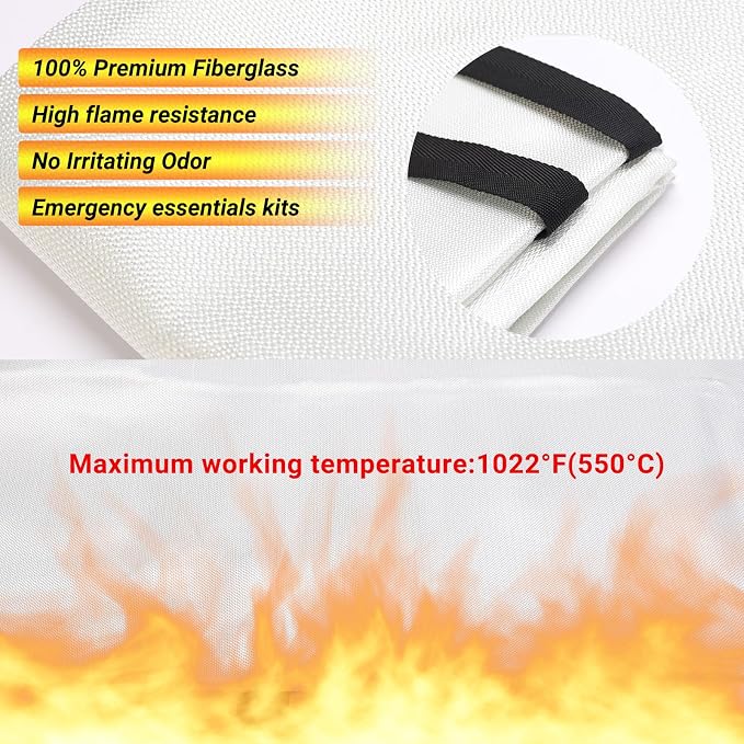 Heavy-Duty Emergency Fire Blanket, 1 Pack – Fireproof Fiberglass Blanket - Image 4