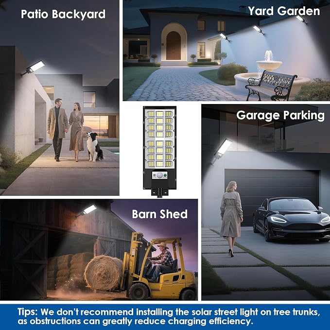4-Pack Solar Street Lights Outdoor, 20000LM Waterproof LED Solar Flood Lights - Image 5