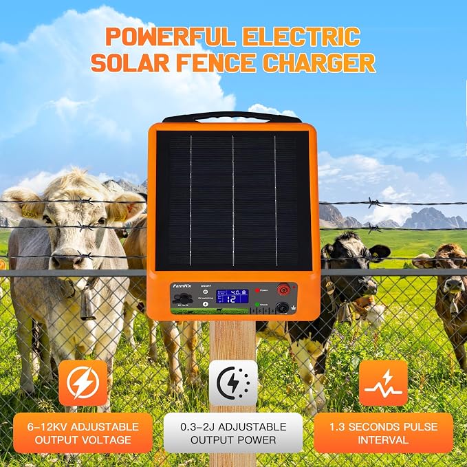 20 Miles Solar Powered Electric Fence, 6-12KV Adjustable Output Solar Charger - Image 4