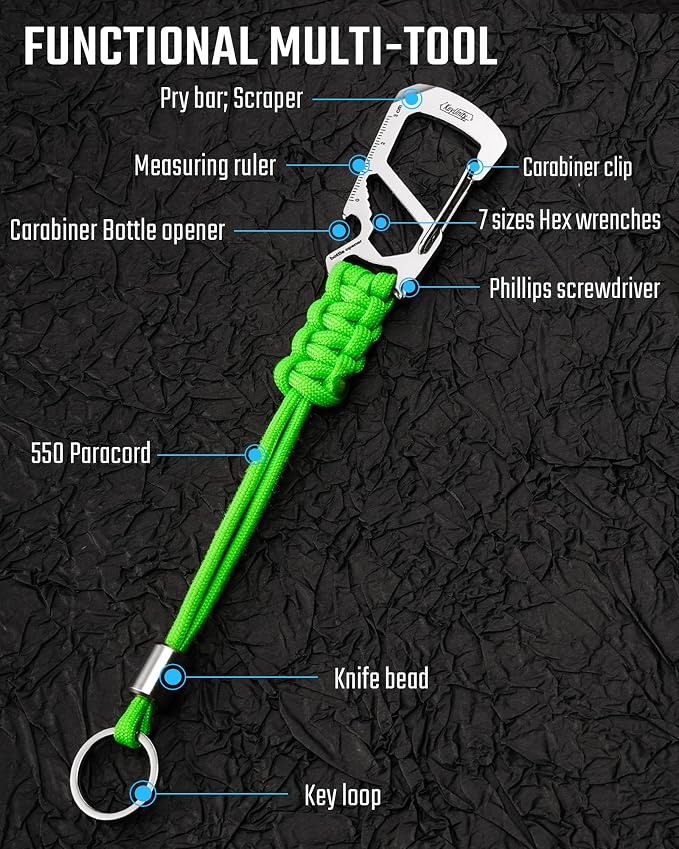 KeyUnity KC04 Paracord Keychain Carabiner Clip, Braided Lanyard - Image 7