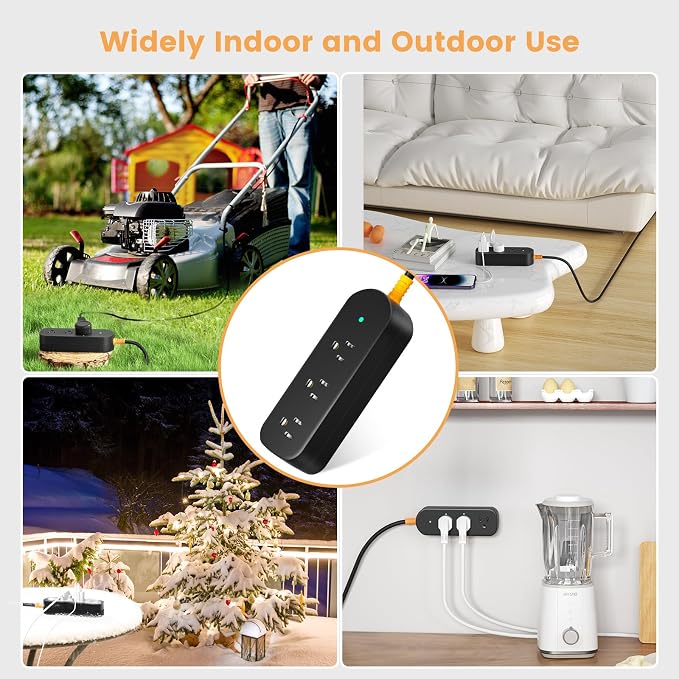 Outdoor Surge Protector Power Strip Weatherproof, 3 FT Extension Cord Outdoor - Image 7