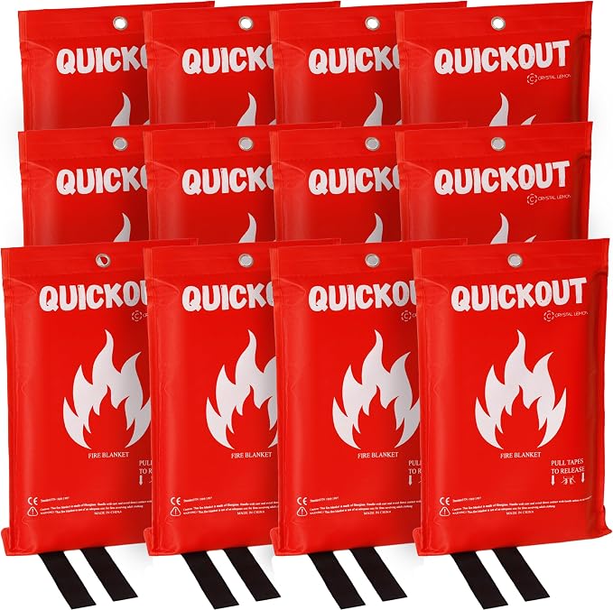 Crystal Lemon Fire Blanket 12-Pack, 39x39 Multi-Use Emergency Fire Suppression by CrystalLemon