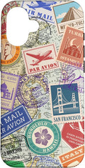 World Map Travel Passport Stamps Postage Stamp Case by Unknown