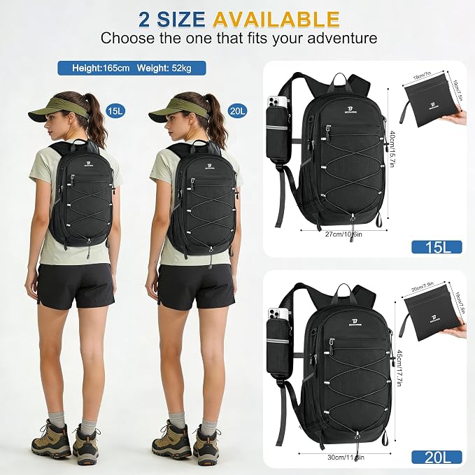 BECOJADDE Hiking Backpack 20L Small Backpack Packable Day pack Water Resistant - Image 6