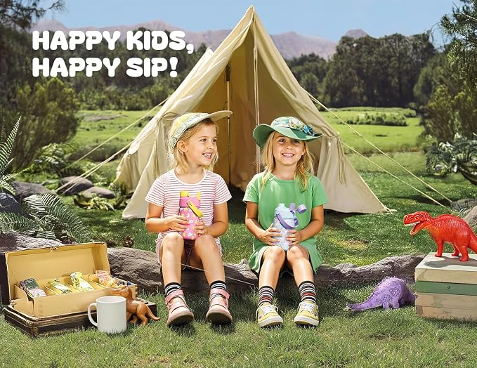 12 oz Kids Metal Water Bottle: 2-in-1 Straw Spout Lid, Spill-Proof, Easy Clean - Image 8
