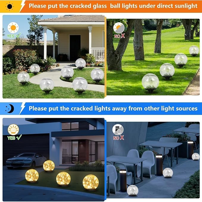SyouHome Solar Garden Lights Outdoor Waterproof, 4 Pack 30 LEDs Cracked Glass - Image 4