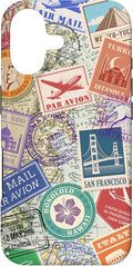 World Map Travel Passport Stamps Postage Stamp Case by Unknown