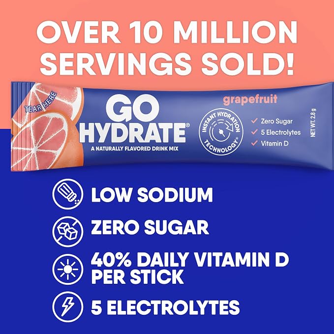 GoHydrate Low Sodium Electrolytes Powder Packets Sugar Free - Image 4