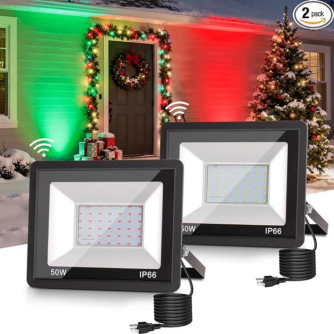 L LOHAS LED Red and Green Christmas Flood Light Outdoor,    by LLOHASLED