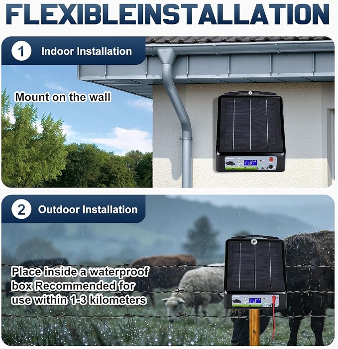 20 Miles Solar Electric Fence Charger, Adjustable Output Voltage: 6/8/10/12kV - Image 9
