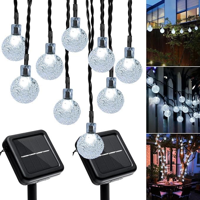Outdoor Solar String Lights, 2x46FT 66LED 8Modes Crystal Solar Powered by Unknown