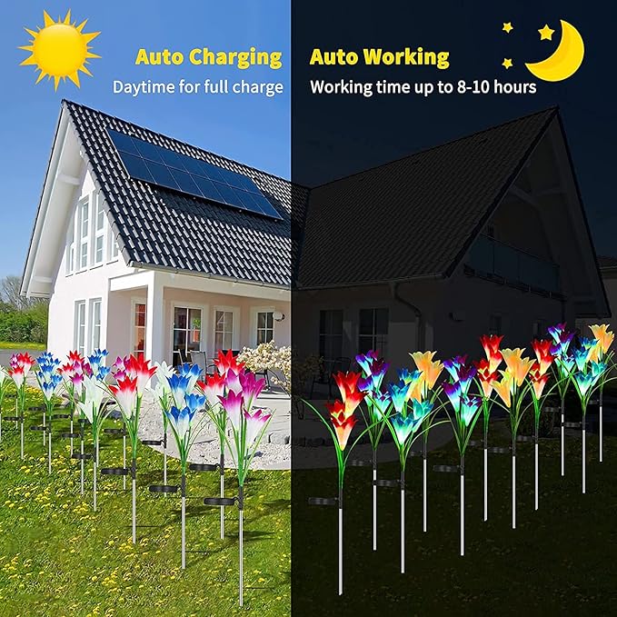 ostritec Solar Lights Outdoor Waterproof, 4 Pack Garden Decor Lights, 16 - Image 3