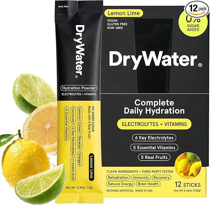 DryWater Electrolyte Powder Packets, Lemon Lime by DryWater
