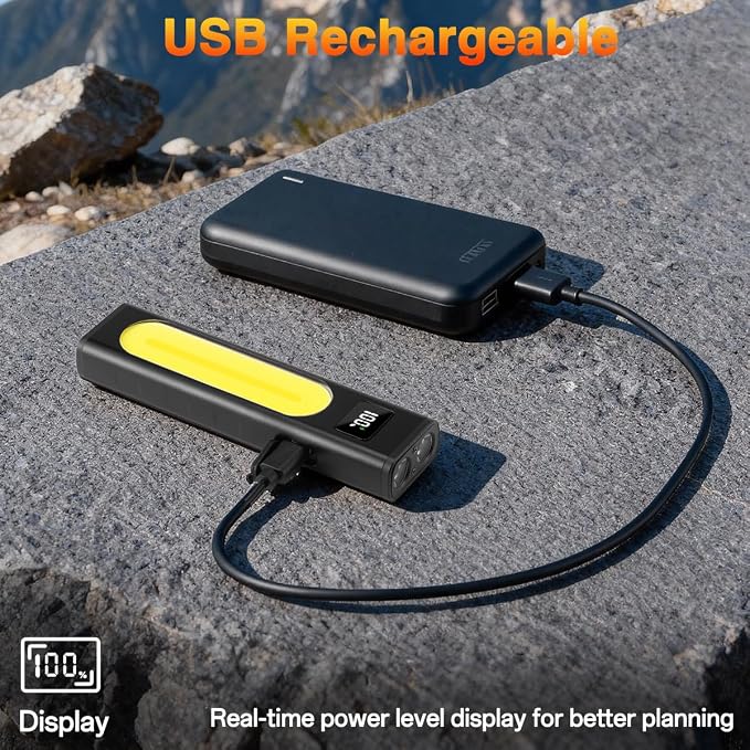 Rechargeable Flashlights High Lumens 1800, Flat EDC Flashlight Rechargeable - Image 4