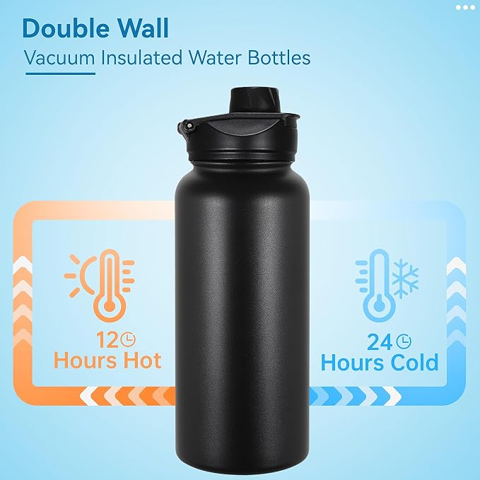 VEGOND 32 oz Insulated Water Bottle Stainless Steel Metal Water Bottles - Image 3