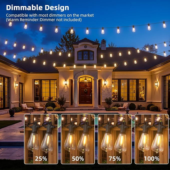 LED Outdoor String Lights, 25FT Outside Waterproof Patio Lights - Image 7