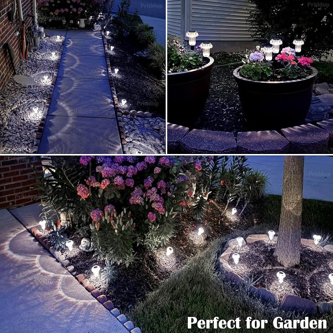 Priddop Solar Lights Outdoor Pathway Waterproof 8 Pack Cold White LED Acrylic - Image 4