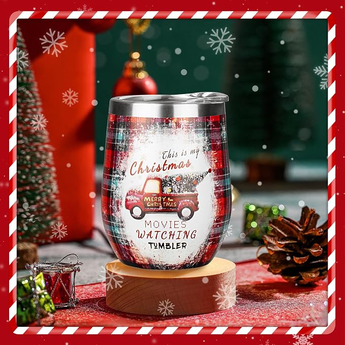 Christmas Wine Tumbler 12 oz Christmas Stainless Steel Wine Glass - Image 4