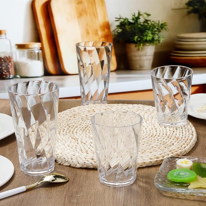 LemonRoad 12 Pack Reusable Plastic Drinking Glasses Set - 20oz & 13.5oz - Image 4