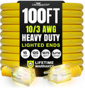 100ft Outdoor/Indoor Extension Cord 10/3 Gauge Ultra Heavy Duty 3 Prong SJTW by LifeSupplyUSA