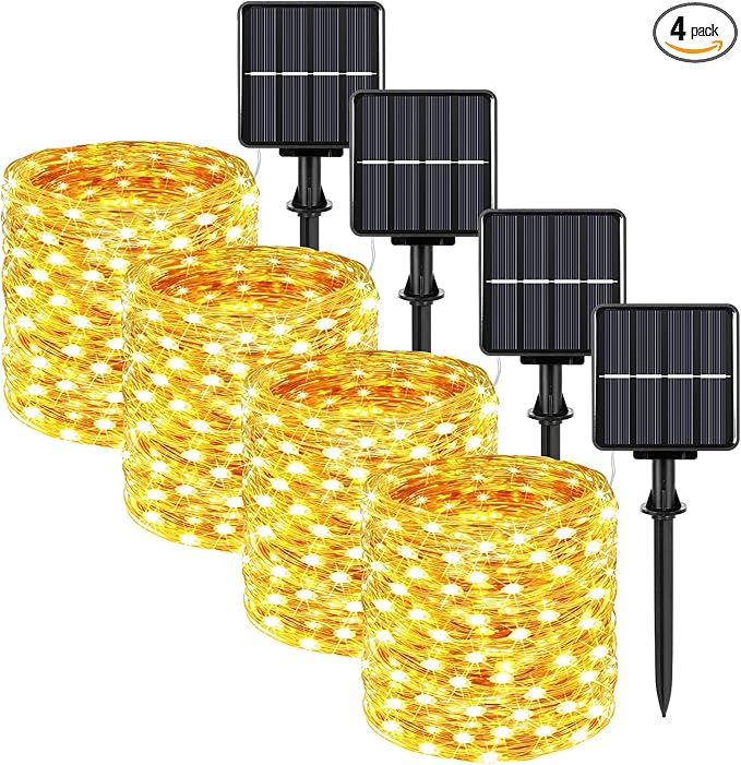 Extra-long 288FT 800LED Solar Fairy String Lights, 8 Lighting Modes, Warm White by BringYouBrightFuture