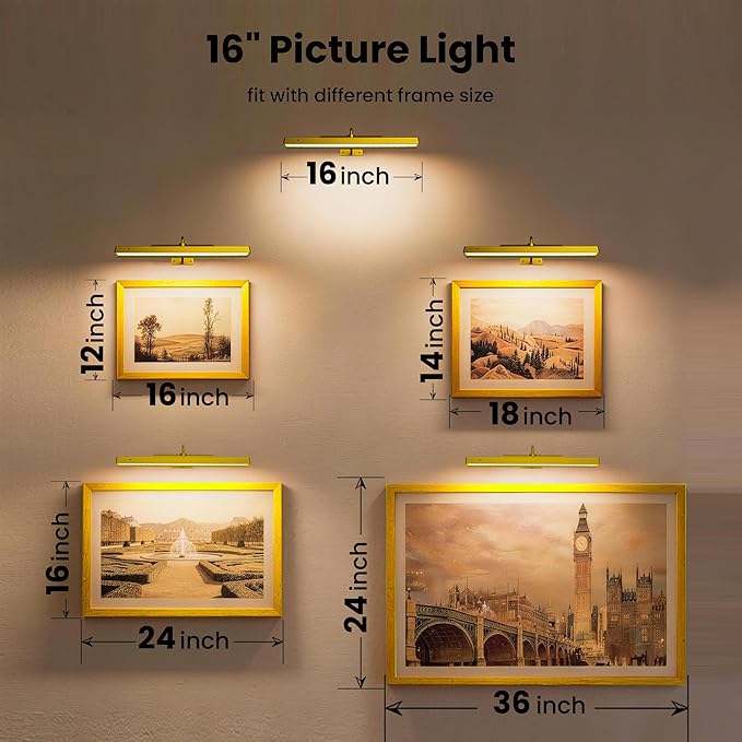 Picture Light Gold 2Pack, 5000mAh Battery Opertated Cordless Picture Lights - Image 9