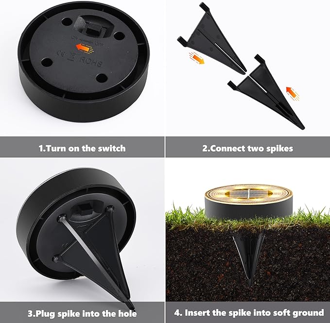 Joomer Solar Ground Lights, 16 Pack 8 LED Solar Lights Outdoor IP68 Waterproof - Image 5