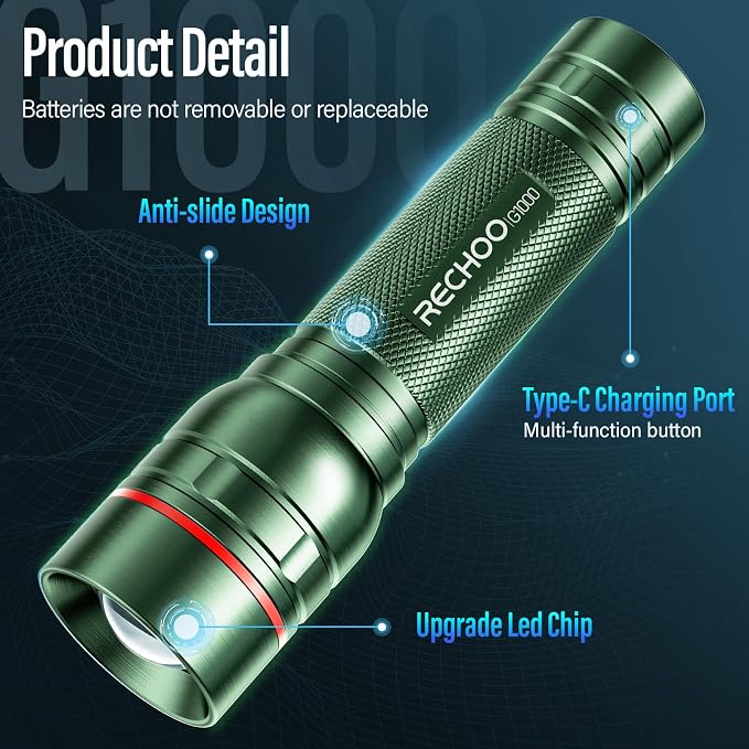 Rechargeable Flashlights High Lumens, G1000 Super Bright Flash Light 2 Pack - Image 4