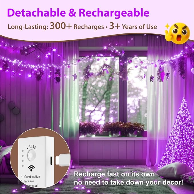 HXWEIYE Rechargeable Fairy Lights - Image 4