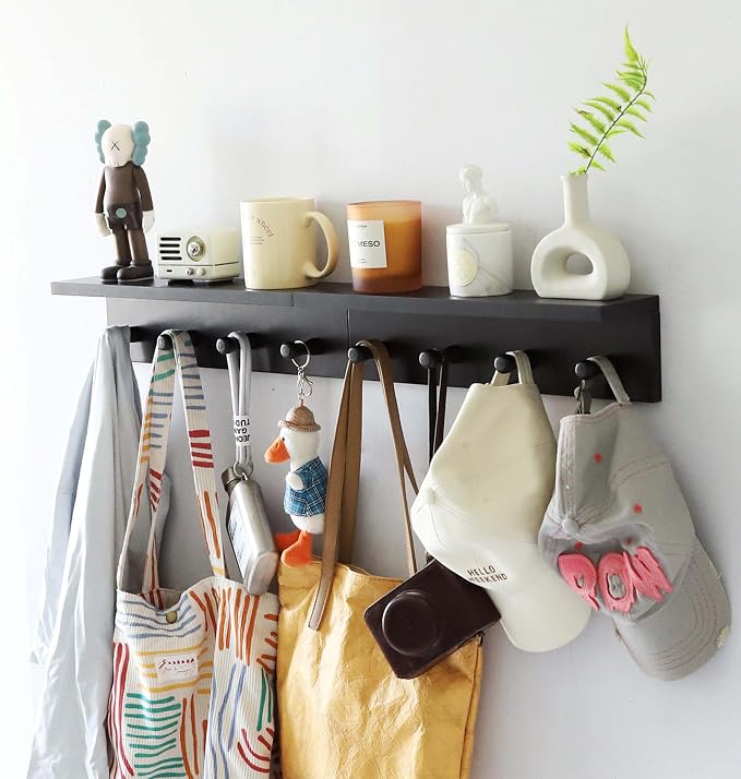 Entrance Coat Rack ，Coat Hooks, Wall-Mounted Wooden Hook Rack, Wall-Mounted by CreatedOn2005