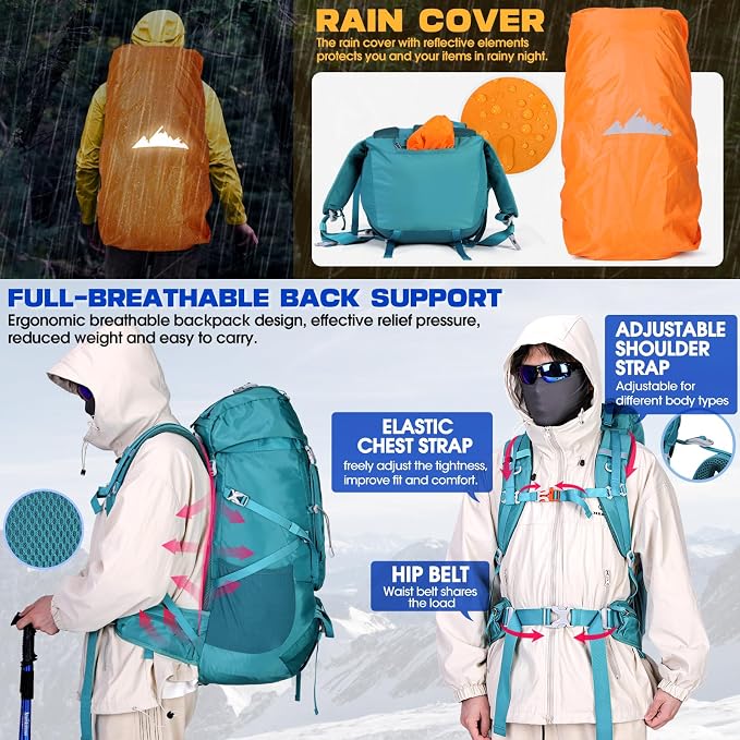 IGOLUMON 60L Hiking Backpack Waterproof Camping Backpack - Image 5