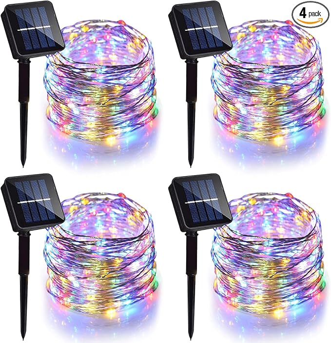 4 Pack Solar Fairy Lights 131.2Ft 400 LED, Twinkle Lights by Danhh