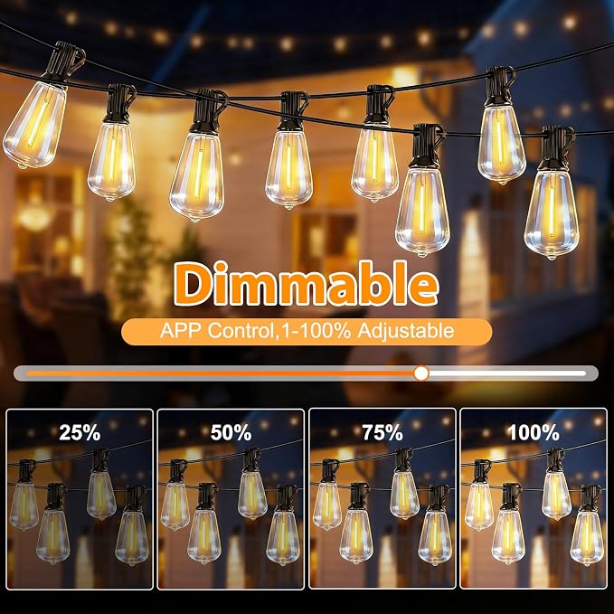 LumBelle Smart Outdoor String Lights, 100FT ST38 LED Patio Lights - Image 4