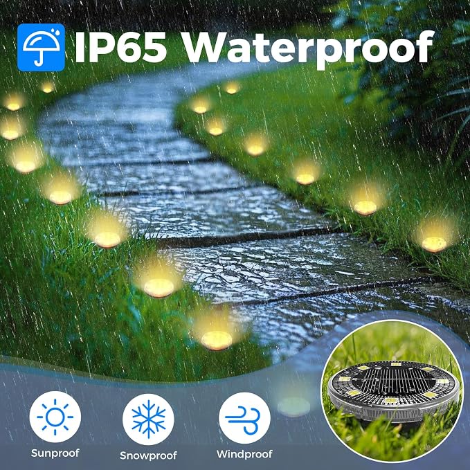 Peasur Mini Solar Ground Lights, 4 Pack Flat Solar Disc Lights Outdoor - Image 4
