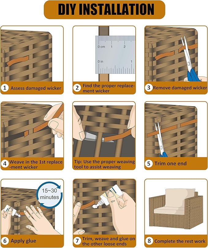 520 Ft Wicker Repair Kit, Plastic Wicker Replacement Material, Faux Rattan - Image 3