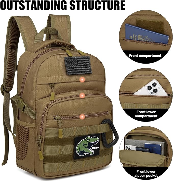 Kids Tactical Backpack Army Molle Bookbag Military Boys Backpack - Image 3