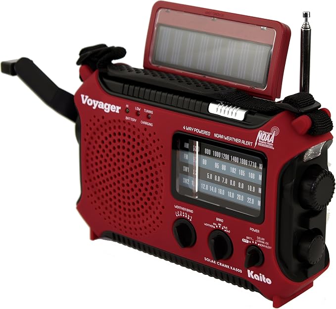 Kaito KA500IP-RED Voyager Solar/Dynamo AM/FM/SW NOAA Weather Radio - Image 5