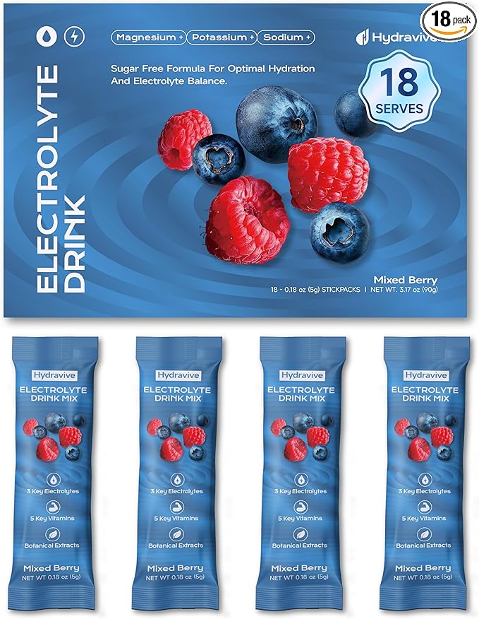 Hydration Electrolyte Powder 18 Packs – Sugar Free Liquid Daily IV Drink Mix | 1 by Hydravive
