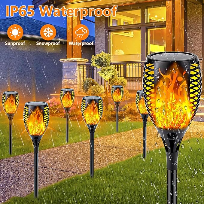 Upgraded 8 Pack Super Larger Size Solar Torch Lights - Image 2