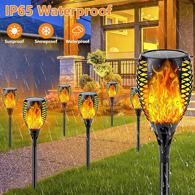 4 Pack Super Larger Size Solar Flame Torch Lights - Image 2
