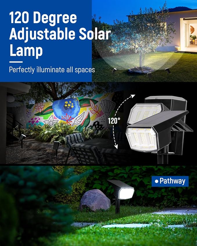 AUDERWIN Solar Spot Lights Outdoor Waterproof 4 Pack IP65, 63 LED 3 Lighting - Image 3