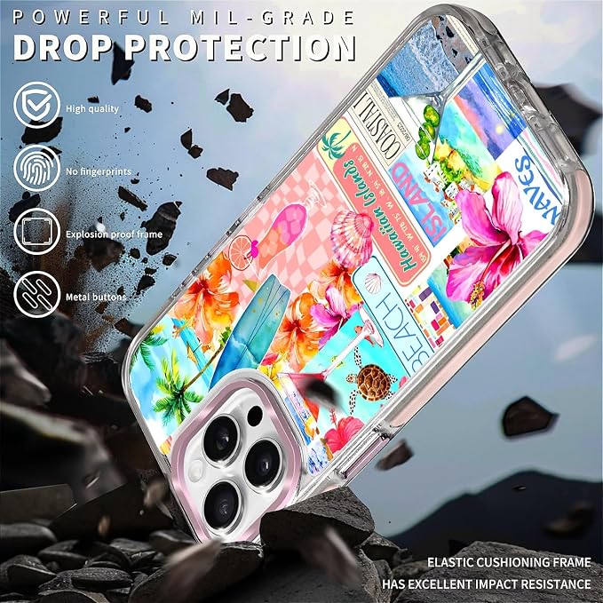 Case for iPhone 15 Pro Max, Coastal Beach Cover Coquette Collage Phone Case - Image 5